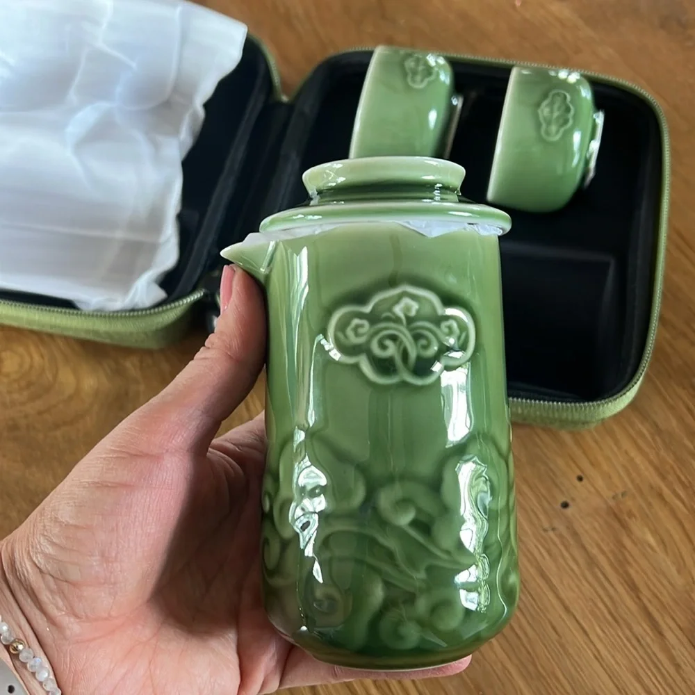 Acera Liven New Chinese Tea Set Jade Green Ceramic